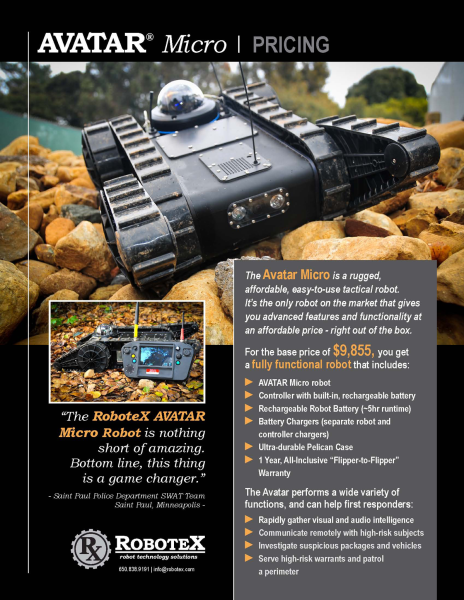 RoboteX Avatar Micro Pricing Sales Sheet 1
