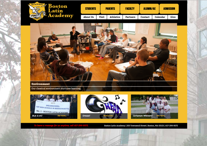 Boston Latin Academy Wordpress Home Screen 1